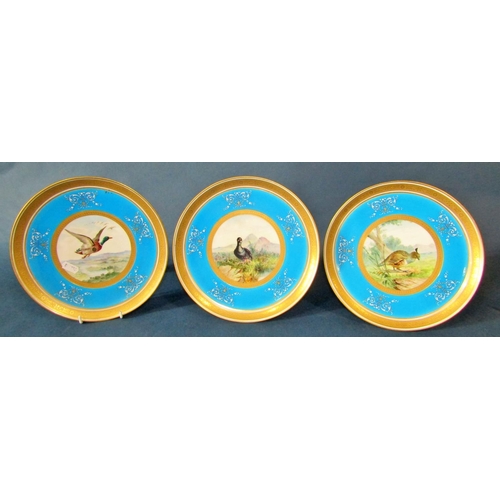 1020 - A 19th century Mintons part dessert service, comprising two pedestal dishes, tazza and nine plates, ... 
