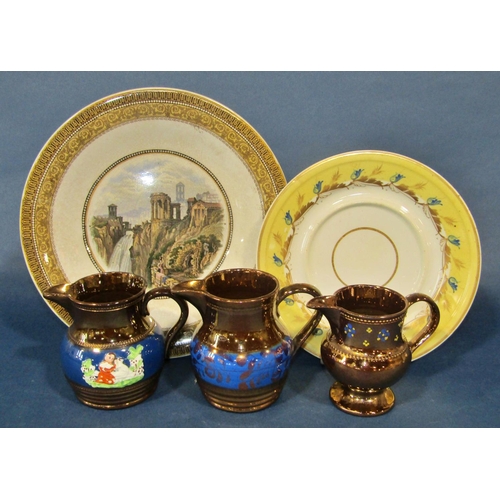 1034 - A mixed group of miscellaneous ceramics to include Staffordshire model cottages, lustre jugs, a Chin... 