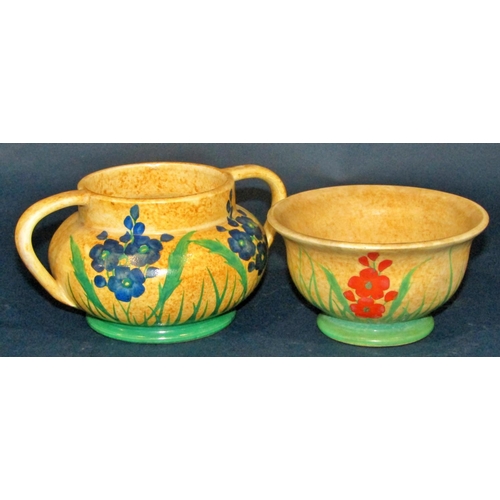 1082 - Five Radford pottery items decorated with floral (stocks) motifs