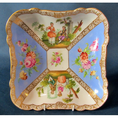 1100 - A mixed quantity of ceramics and porcelain to include a hand painted Dresden dish of squared form, a... 