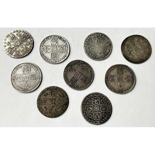 1511 - Great Britain. Shillings. 1696, 1743, Roses In Angles, 1745 Lima (3), 1758, 1723, 1787, No Hearts (2... 