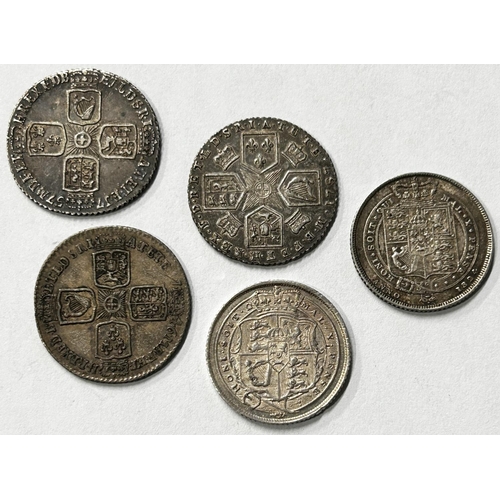 1513 - Great Britain. Sixpences. 1746, Lima, 1757, 1787, With Hearts, 1818, 1824. (5 coins)