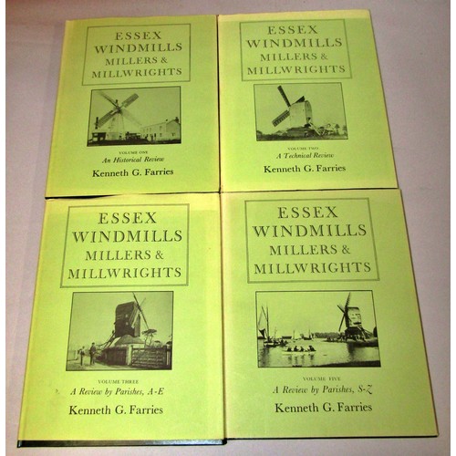 181 - Essex Windmills, Millers & Millwrights - 5 volumes by Kenneth G Farries 1988 (4 in dust wrappers)