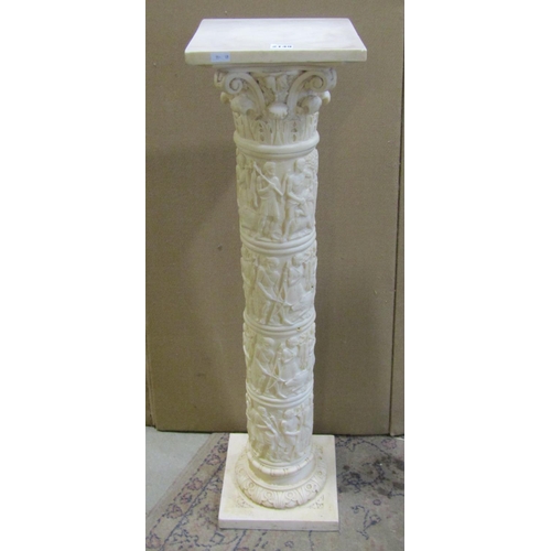 2149 - A decorative simulated white marble torchere stand in the form of a classically presented Corinthian... 