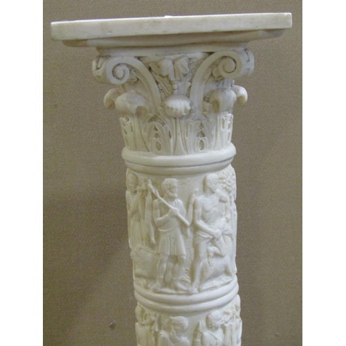 2149 - A decorative simulated white marble torchere stand in the form of a classically presented Corinthian... 