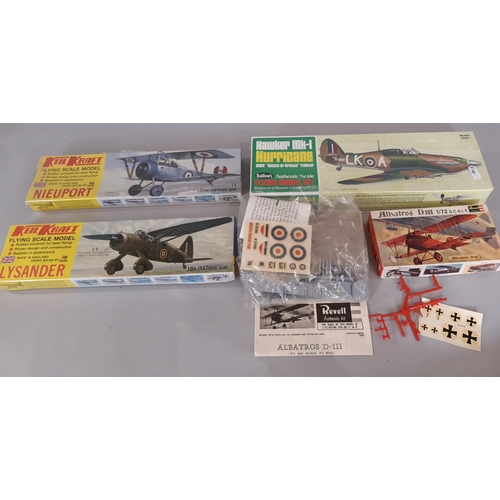 340 - A group of aircraft modelling related materials to include 3 kits sealed in cellophane (Keil Kraft L... 