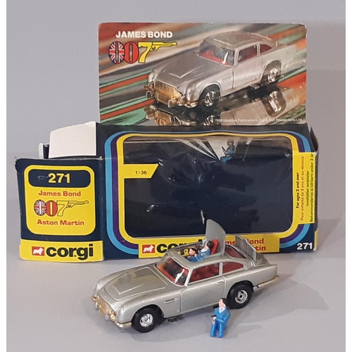 343 - James Bond Aston Martin boxed model car by Corgi no 271 featuring 2 detachable figures and ejector s... 