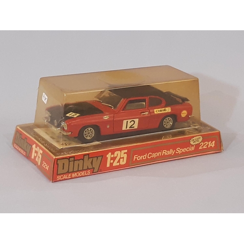 345 - Dinky Ford Capri Rally Special model car no 2214, 1:25 scale in original display box with bubble pla... 