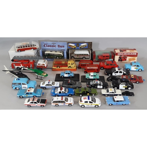 348 - A collection of model service vehicles, mostly unboxed including models by Lesney, Saico, Kinsmart, ... 