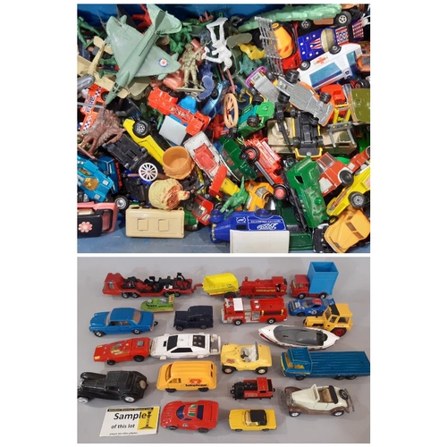 354 - Boxful of unboxed play-worn model vehicles by various makers including Corgi, Burago, Matchbox, Tonk... 