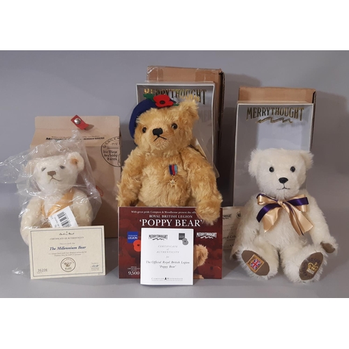 357 - 2 limited edition commemorative teddy bears by Merrythought comprising 2002 Royal Jubilee bear 218/4... 