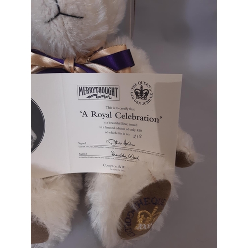 357 - 2 limited edition commemorative teddy bears by Merrythought comprising 2002 Royal Jubilee bear 218/4... 