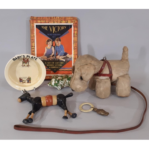 359 - Vintage toy Scottie dog by Dean's Rag Book, together with 'The Victory' Word Building Game, Bovey Po... 