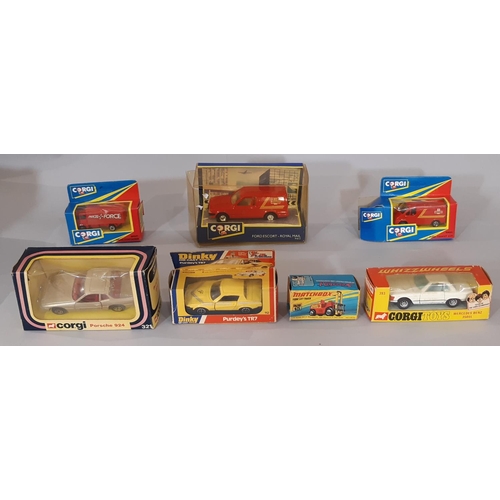 366 - 7 boxed model toys including Purdey's TR7 1978-80 by Dinky, Corgi Porsche 924 1978-81, Corgi Mercede... 