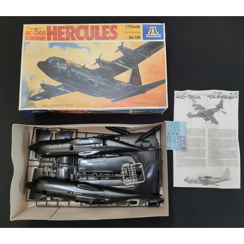 375 - Three 1:72 scale boxed model aircraft kits including Hercules Gunship by Italaeri, Victor K2 by Matc... 