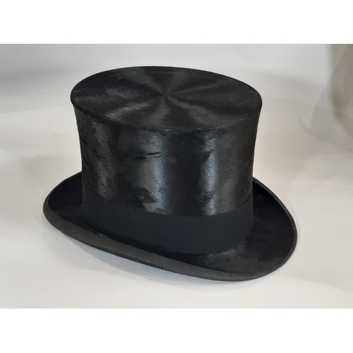 1763 - Black silk top hat by Scott & Co, internal size 20x15.5cm together with a grey top hat by Lincoln Be... 