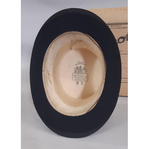 1763 - Black silk top hat by Scott & Co, internal size 20x15.5cm together with a grey top hat by Lincoln Be... 