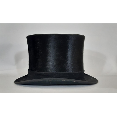 1765 - Four vintage hats including a black silk top hat by Scott & Co, internal size 20x16.5cm, a bowler ha... 