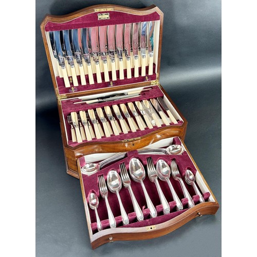 1153 - A Viners King Alfred mahogany canteen of Sandringham Plate cutlery, for twelve settings.