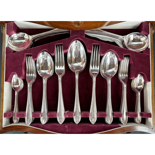 1153 - A Viners King Alfred mahogany canteen of Sandringham Plate cutlery, for twelve settings.