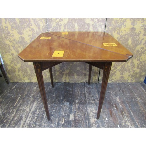 2737 - A 19th century Dutch floral marquetry drop leaf card table raised on four square taper and moulded s... 