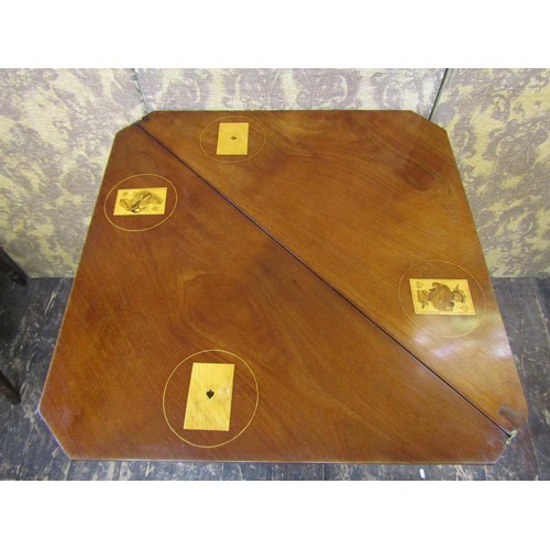 2737 - A 19th century Dutch floral marquetry drop leaf card table raised on four square taper and moulded s... 