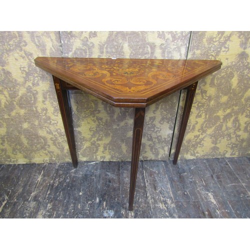 2737 - A 19th century Dutch floral marquetry drop leaf card table raised on four square taper and moulded s... 