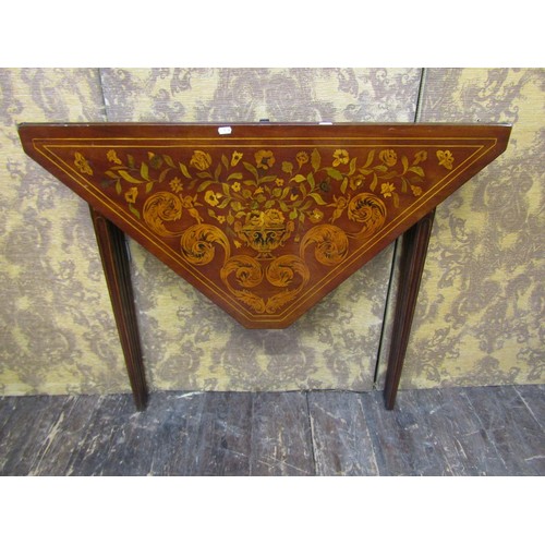 2737 - A 19th century Dutch floral marquetry drop leaf card table raised on four square taper and moulded s... 