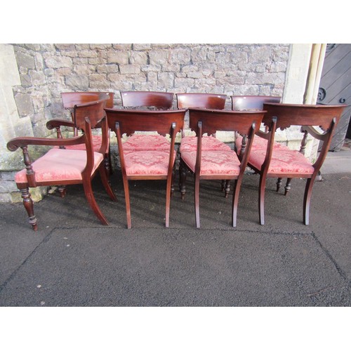 2727 - A set of 8 (6&2) William IV mahogany dining chairs with carved detail, the elbow chairs with scrolle... 