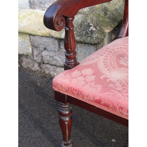 2727 - A set of 8 (6&2) William IV mahogany dining chairs with carved detail, the elbow chairs with scrolle... 