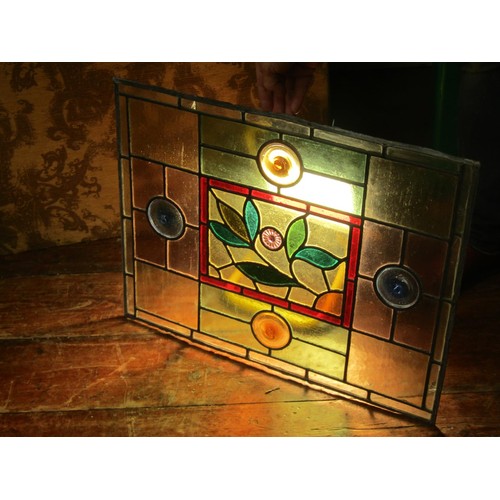 2651 - 10 Victorian leaded light glass panels in various sizes (believed to be removed from a Victorian ves... 