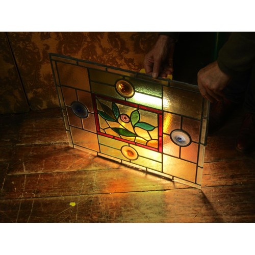 2651 - 10 Victorian leaded light glass panels in various sizes (believed to be removed from a Victorian ves... 