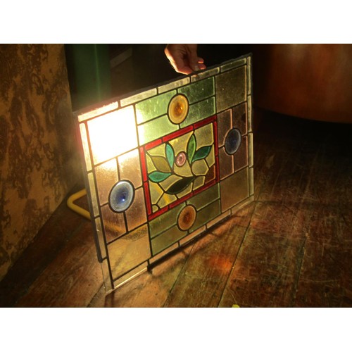 2651 - 10 Victorian leaded light glass panels in various sizes (believed to be removed from a Victorian ves... 