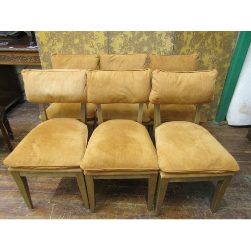 2646 - Timothy Olton - A set of six contemporary oak dining chairs with soft leather seats and backs