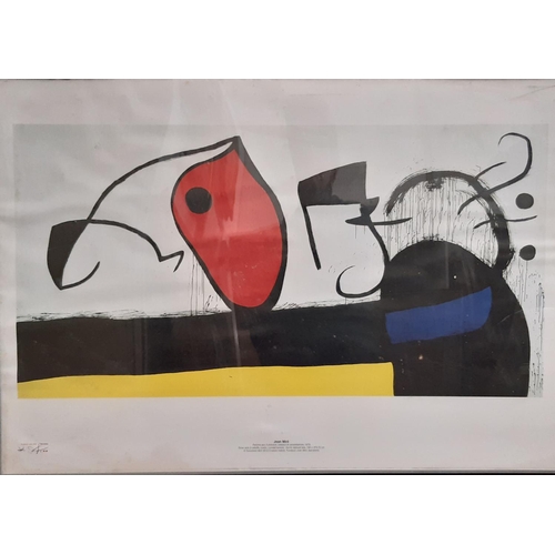 147 - After Joan Miró, a framed print, 72 x 100cm, together with Margaret Jacobs ‘Landscape Bands’ and a f... 