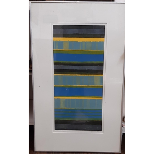 147 - After Joan Miró, a framed print, 72 x 100cm, together with Margaret Jacobs ‘Landscape Bands’ and a f... 