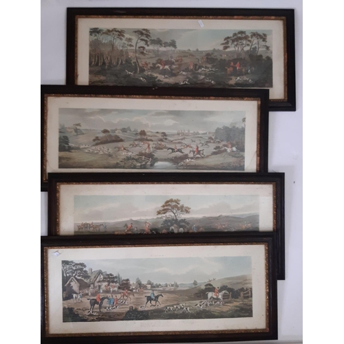 150 - Four hunting prints, framed and glazed, each measuring 30 x 76cm