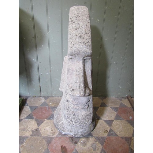 2099 - A tall weathered composition stone figure, after the Easter island figures, 80cm high