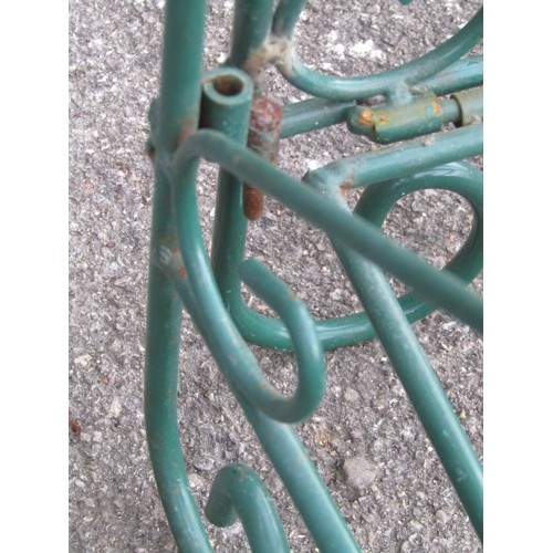 2137 - A three tier wire work plant stand, green painted finish, 130cm high.