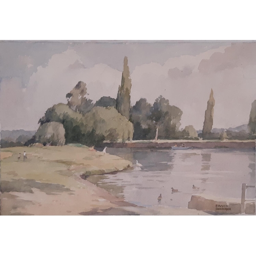 129 - Frank Sherwin (1896 - 1985) ‘Odney Common’ watercolour, signed lower right, titled verso, 32 x 47cm.