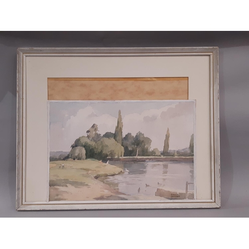 129 - Frank Sherwin (1896 - 1985) ‘Odney Common’ watercolour, signed lower right, titled verso, 32 x 47cm.