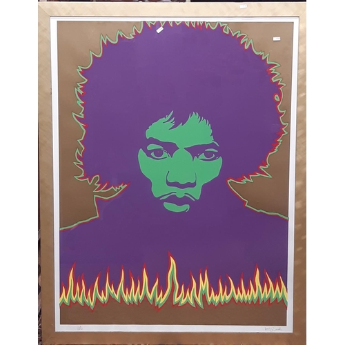 130 - Larry Smart (1945 - 2005) ‘Jimi Hendrix’ a large and impressive limited number colour screen print, ... 