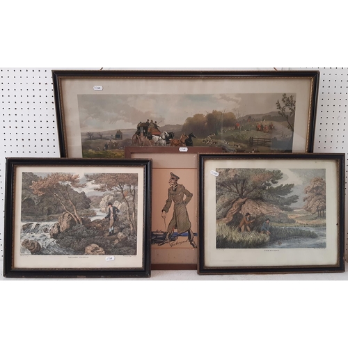 135 - watercolour sketch of Trebizond, Blacksea and three sporting prints (group)