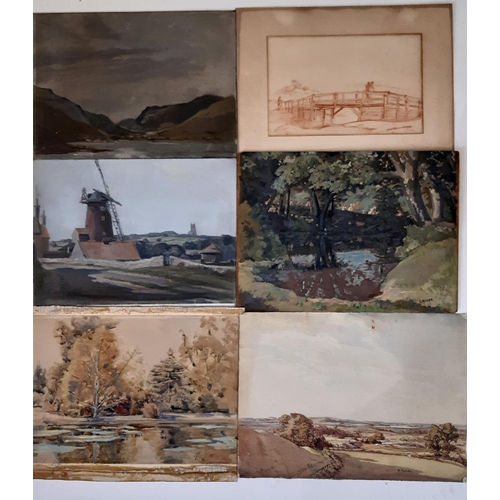 144 - A collection of oil paintings and watercolours by George Ryder and Francis E Ryder, principally land... 