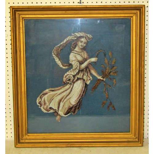 103 - A pair of large Victorian figural beadwork panels, 48 x 44cm, framed and glazed (2)