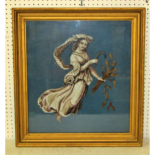 103 - A pair of large Victorian figural beadwork panels, 48 x 44cm, framed and glazed (2)