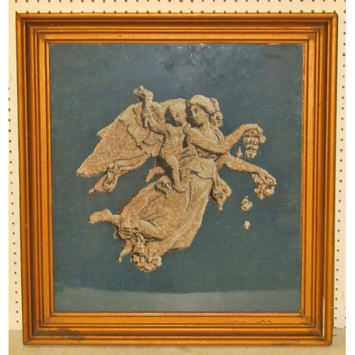 103 - A pair of large Victorian figural beadwork panels, 48 x 44cm, framed and glazed (2)