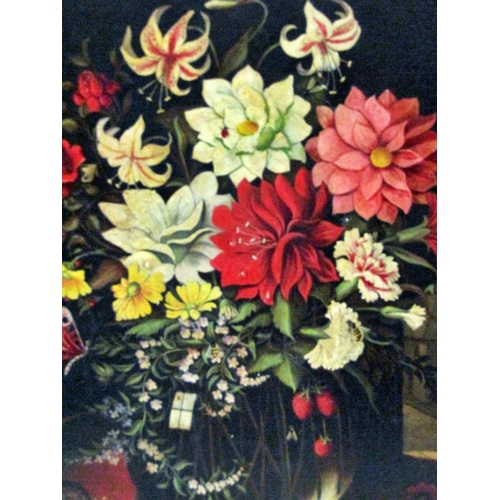 104 - Late 19th / early 20th century Dutch school, still life with floral arrangement before a doorway, le... 