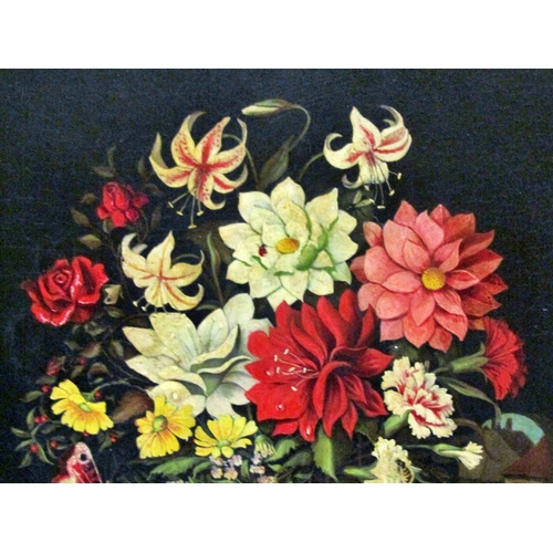 104 - Late 19th / early 20th century Dutch school, still life with floral arrangement before a doorway, le... 