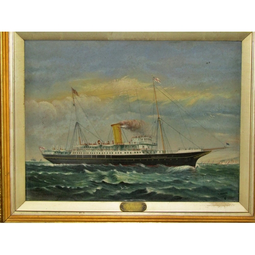 17 - A. Andrew, ‘H.M. Yacht Enchantress', oil on canvas signed and dated 1907 lower right with applied en... 